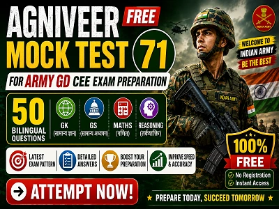 Agniveer Mock Test 2026 for Army Agniveer Exam with GK GS Math Reasoning Questions – SSCGKGS