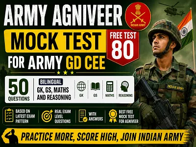 Army Agniveer Mock Test Free 2026 with GK, GS, Maths and Reasoning Questions for Agniveer CEE Exam Preparation