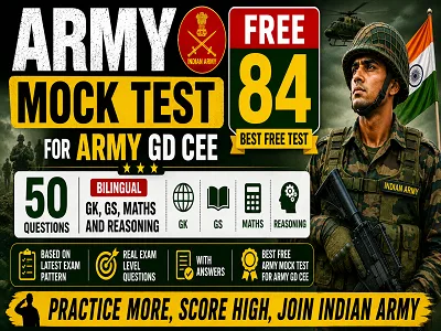 Army Mock Test Free 2026 for Agniveer Army GD Exam with GK GS Maths Reasoning Questions and Instant Result