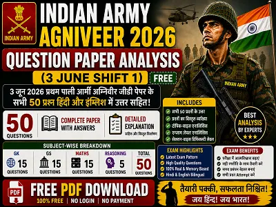 Indian Army Agniveer 2026 Question Paper Analysis 3 June Shift 1 with Memory Based Questions, Exam Review and Difficulty Level